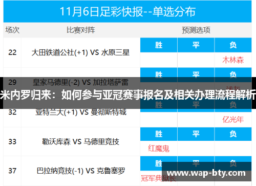 米内罗归来：如何参与亚冠赛事报名及相关办理流程解析